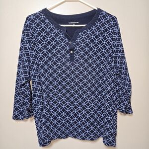 Croft & Barrow Woman's 2X blue pattern shirt